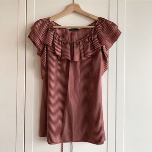 BCBG Red Striped Blouse